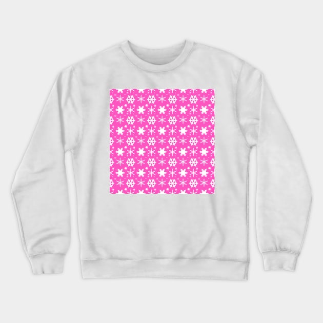 Snowflakes Pink Crewneck Sweatshirt by BlakCircleGirl